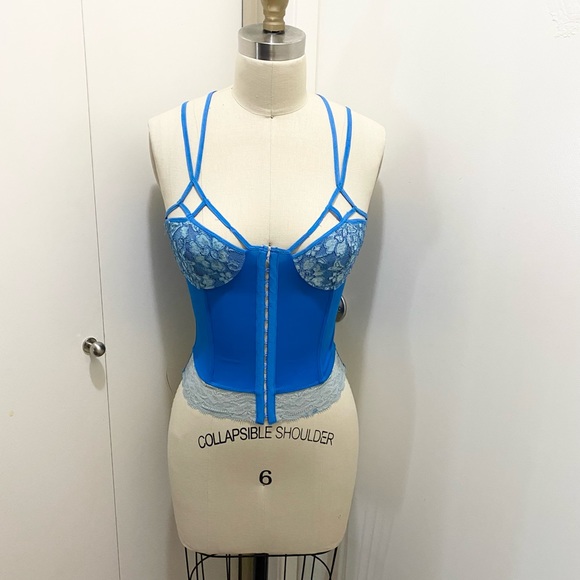 Unique Marciano Multi Strap Lace Blue Corset XS - Picture 7 of 9